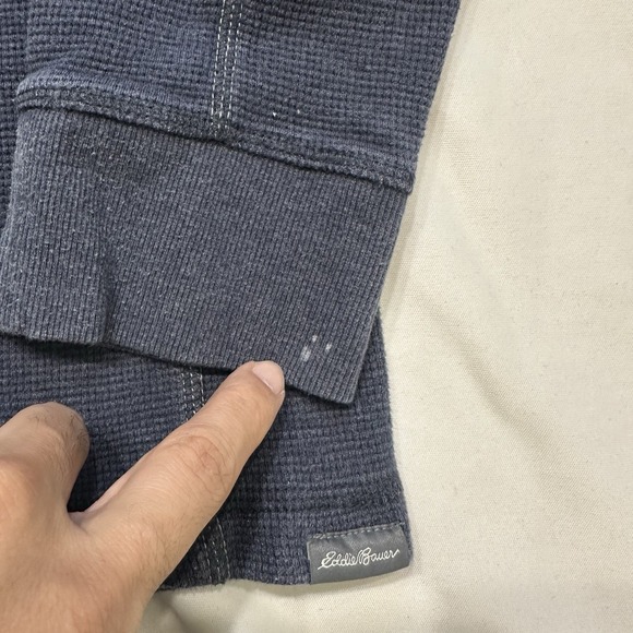 Eddie Bauer Mens Navy Blue Waffle Knit Thermal Long Sleeve Crewneck M - Picture 8 of 13